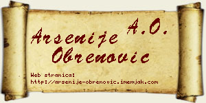 Arsenije Obrenović vizit kartica
